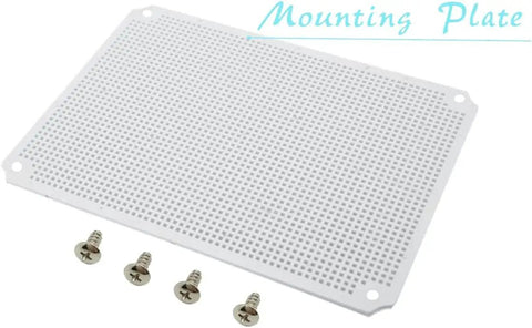 Mounting plate for Outdoor IP65 ABS Plastic Junction Box with screws, shown in close-up view.