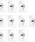 No Drill Wall Hooks Set Of 10 Heavy Duty Adhesive Hangers For Kitchen Bathroom And Home Damage Free Picture Hanging Hardware With Removable Non Marking Tape Easy Install Reusable Holds Towels Keys Mugs And More. Set of 10 white adhesive wall hooks