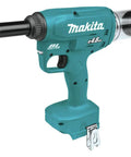 Pro Grade 18V Brushless Cordless Riveter With Serious Pulling Force in teal, designed for setting aluminum and steel rivets.