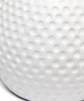 Close-up of white ceramic base texture of White Ceramic Bedside Lamp With Pink Dotted Texture Shade, Compact Nightstand Light