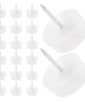 White Plastic And Metal Nail In Furniture Glides For Sofa And Table Legs, 0.94 Inch Round Chair Feet Floor Protectors, multiple view