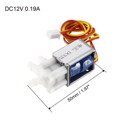 Compact Mini Solenoid Valve, 2 Position 3 Way Normally Open, DC12V 0.19A, 4mm Outer Port and 2mm Inner Port, electronics project view