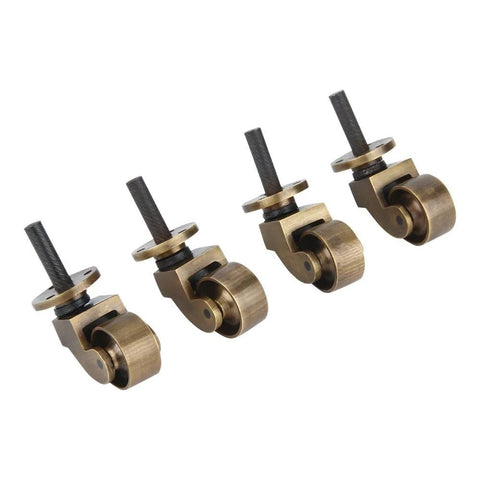 Heavy Duty Brass Stem Casters Set Of 4 With Antique Brass Finish For Furniture Chairs And Tables 1 Inch Wheel Diameter
