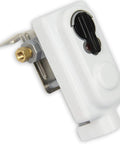 Flame King KT18ACR-2 propane regulator with auto-changeover; white body, black dial, brass inlet