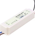 Rugged 12V 60W Waterproof LED Power Supply with 5A Switch Driver, AC to DC LED Transformer, 110V/220V Compatible, High Efficiency Outdoor Lighting Driver for Signs, Shelters, and Garden Projects., white rectangular LED driver with red, black, blue and brown wires