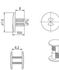Image of Knockout Quality Ratchet Rivets For Coroplast C And C Cage Panels dimensions with head size and stem detail.