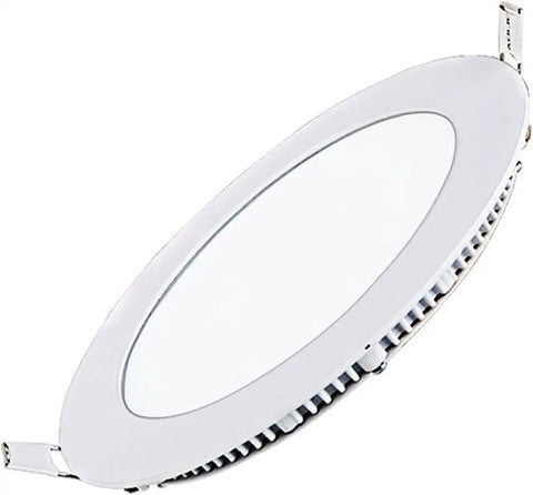 DJVHSRI Recessed Lighting Housing Trim Kits Ultra Slim Recessed Downlight Commercial Indoor Embedded Integrated Home Living Room Aisle Flat Panel Light Spot Lamp,White Light_9W,Warm Light_12w round LED downlight fixture with clip-on mounts.