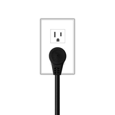 Right Angle NEMA 5 15P To 5 20R Power Adapter Cable Beefy 14 AWG UL Listed 1 Foot SJT Heavy Duty Cord in outlet view