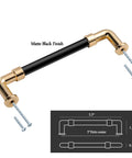 12 Pack 5 Inch Arch Cabinet Pulls In Gold And Black Zinc Alloy And Aluminum Handles For Cabinets And Drawers Dope Look Durable Commercial Grade Hardware, shown in matte black finish with dimensions.