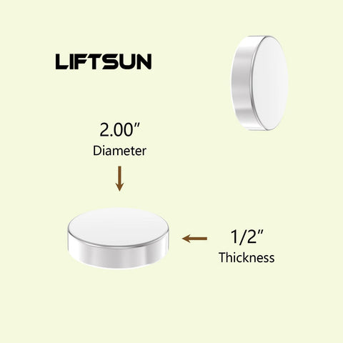 Front view of LiftSun 2.00-inch diameter, 0.5-inch-thick neodymium disc magnet