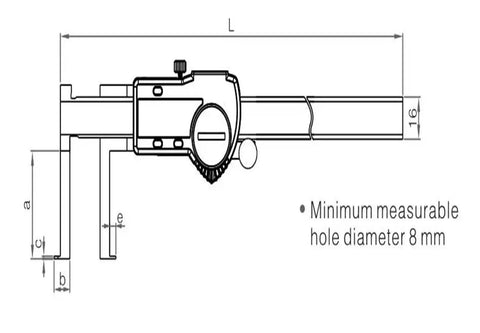 Inner Caliper 8-150/13-200/15-300mm Digital Vernier Gauge(8-150mm) technical drawing with dimensions listed.