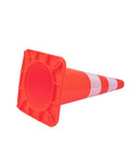 Ten Pack 28 Inch Traffic Cones Set, Heavy Duty PVC Safety Markers For Road Work, Parking, And Hazards, Fluorescent Orange With Reflective Strips