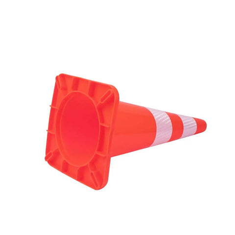 Ten Pack 28 Inch Traffic Cones Set, Heavy Duty PVC Safety Markers For Road Work, Parking, And Hazards, Fluorescent Orange With Reflective Strips