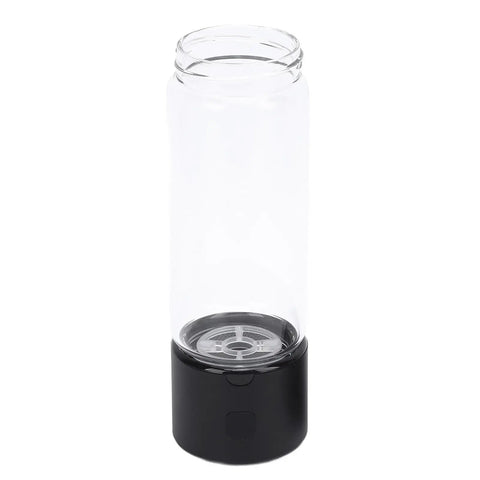 Portable Hydrogen Water Bottle Generator With 1400ppb Hydrogen Rich Water, 16oz Glass Cup, black base, SPE Electrolysis Technology