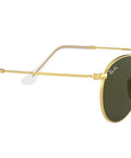 RB3447N Round Metal Sunglasses With Flat Lenses Gold Frame And Green G-15 Lenses Unisex 50mm classic round style side view