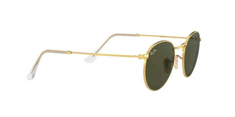 RB3447N Round Metal Sunglasses With Flat Lenses Gold Frame And Green G-15 Lenses Unisex 50mm classic round style side view