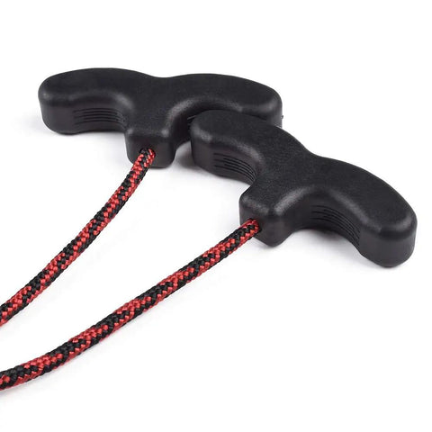 Crossbow Cocking Rope Tool With Double Handle Puller For Easy, Even Cocking, Red And Black String, 50 Percent Lower Draw Weight