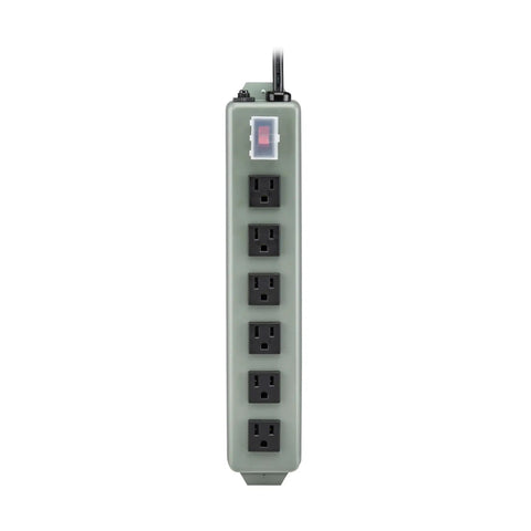 Heavy Duty 6 Outlet Metal Power Strip With 15ft Cord Mountable Wall Or Under Desk On Off Switch Cover Rugged Industrial
