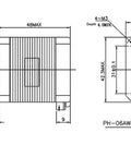 NEMA 17 stepper motor technical drawing: side and front views, 48mm housing, 2A bipolar, 4 leads with 6-pin connector
