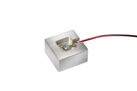 CNC Z Probe Touch Plate 2-Pin Aluminum 30x30x15mm for engraving and milling machines, showing detail of wiring connection.