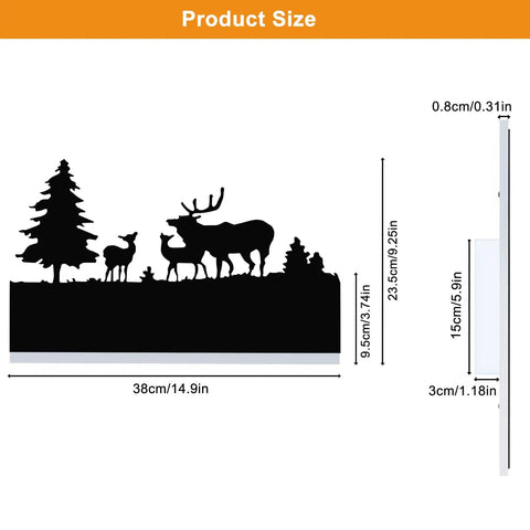 Forest Deer Cartoon Wall Sconce LED Light For Indoor Spaces silhouette, 38x23.5cm size, metal and acrylic material, side view