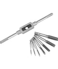 8-Piece Tap Set With Adjustable Tap Wrench 1/16-1/2 Inch, DIY Ready For Internal And External Threading, M3 To M12 Coarse Thread Taps