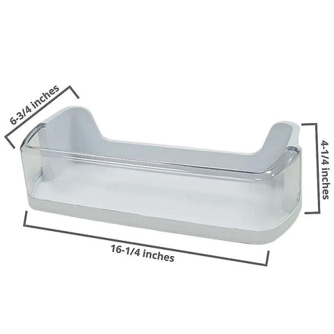 Genuine OEM Door Shelf Bin For Refrigerators White Replacement Part DA9708348A, clear front, 16.25x6.75x4.25 inches