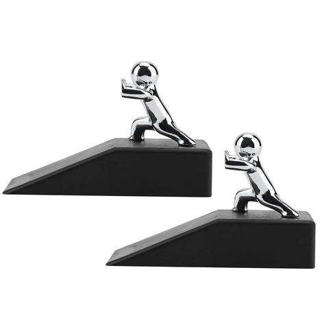 Cute Door Stop Set Of 2 Made From Zinc Alloy And Rubber Weighted Wedge Keeps Doors Open For Home Office Bedroom Garage Hands Free Access Prevents Slamming