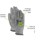 Liquid Repellent Nitrile Work Gloves With Foam Palm Coating, ANSI A4 Cut Protection, 13-Gauge DuraBlend Shell, All Day Grip