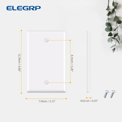 Built Tough Unbreakable 1-Gang Blank Device Wall Plate Set Mid Size 4.88-Inch High by 3.13-Inch Wide Glossy White Polycarbonate Faceplates