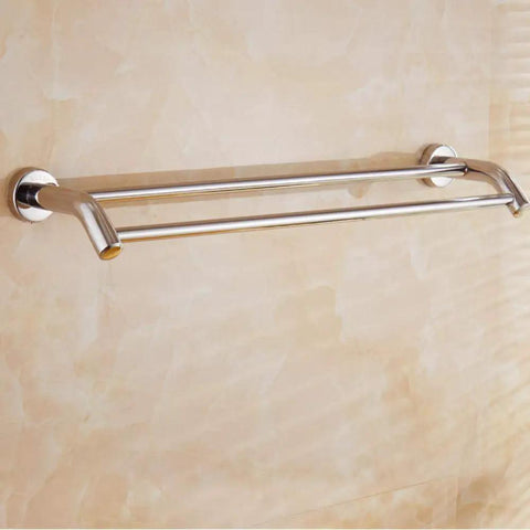 Double Bar Towel Rack In SUS304 Stainless Steel With Bright Finish 60x15cm Towel Bar For Quick Drying Easy Adhesive Or Drill Mount