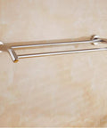 Stainless Steel Double Bar Towel Bar Rack 60x15cm Quick Dry Adhesive Mount Bath Towel Holder No Fuss Rustproof SUS304 Bright Finish
