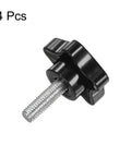 4 Pack M8 Star Clamping Knobs With 39mm Large Plastic Five Star Heads For Easy Hand Tightening, 25mm Thread, Black Jig Knob Handle