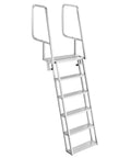 6 Step Beefy Heavy Duty Aluminum Dock Ladder With Flip Up Design, Non Slip Wide Steps, 350 Lb Weight Capacity, Pontoon Boat Swim Ladder With Pull Rope Assist For Lake Pool Marine Boarding, Durable Easy To Use front view