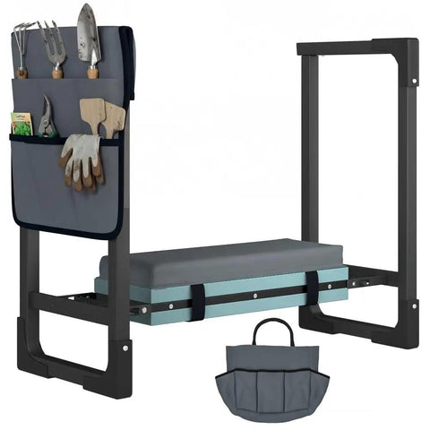 2 In 1 Garden Kneeler And Seat With Thick Cushion And Tool Pouch Wider 15.4 Inch Foldable Outdoor Bench Heavy Duty 330 Lb Capacity