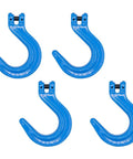 4 Pack One Half Inch Grade 100 Clevis Foundry Hooks Set for Towing and Rigging, Alloy Steel With Sky Blue Painted Finish