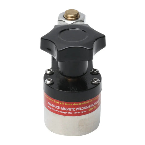 Get Your Welding Job Done Right With This Super Awesome Switchable Ground Clamp Magnetic Holder For Heavy Duty Pro Tools, featuring a sturdy black on/off knob.
