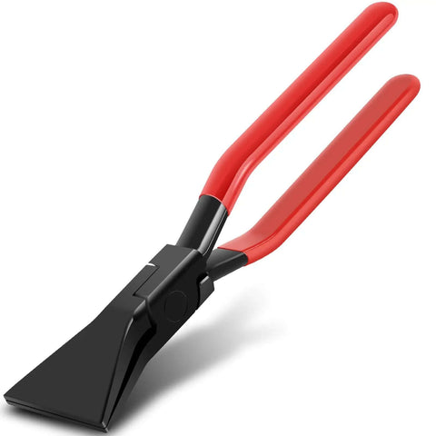 Hands On Sheet Metal Bender Set 2.4 Inch Hand Seamer Pliers with red handles for bending and flattening edges, compact tool kit close-up