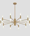 Brass Gold Sputnik Chandelier For High Ceilings Modern Mid Century Flush Mount Light Fixture With Adjustable Height 10 Arms