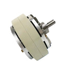 Side view of 24V Magnetic Powder Brake for CNC machines and printing presses, single shaft, compact durable design, 0.6-10Kg torque.