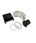 Black Deluxe RV Dryer Vent Kit With Upgraded Cover, Pro Grade Slick Flexible Metal Ducting, Worm Driven Clamps, Flap Insect Seal