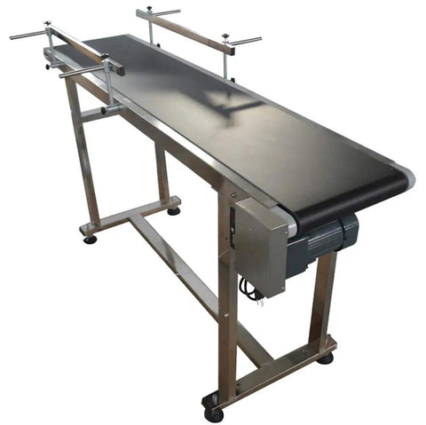 Workhorse PVC Conveyor Belt 11.8 Inch Wide By 59 Inch Long With Stainless Steel Frame Double Guardrails And Easy Adjustable Speed