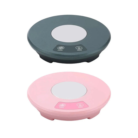 Electric Desk Cup Warmer And Cooler For Coffee Mugs Cans Bottles Precise Hot Cold Temp Control, gray and pink units, touch control panel.