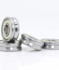 Heavy Duty V Groove Sealed Ball Bearings For Pulley Wheels And Linear Guide Tracks 8X22X7mm stacked with shiny steel finish.