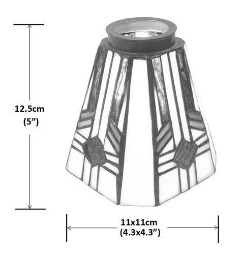 Two Pack Tiffany Style Stained Glass Lamp Shade Replacement for Ceiling Fans White and Blue 4.3 Inch Width and 5 Inch Height