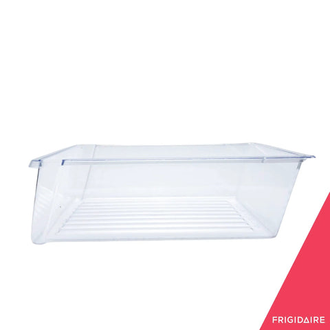 Clear plastic Fridge Meat Drawer 240530811 replacement tray for refrigerators, ideal for organized cold storage of meats.