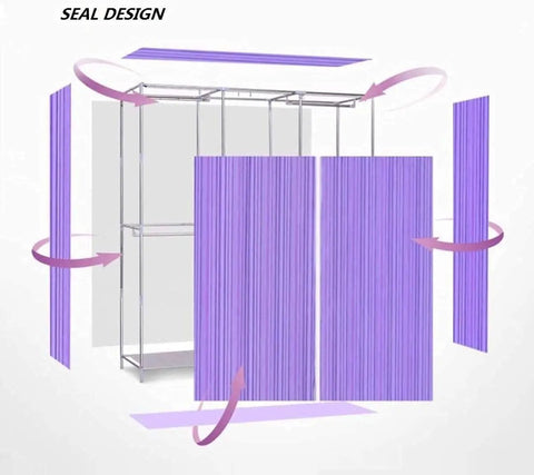 Heavy Duty Portable Hanging Closet Organizer Built Tough With Reinforced Steel Frame Quick Snap Assembly vented seal design.