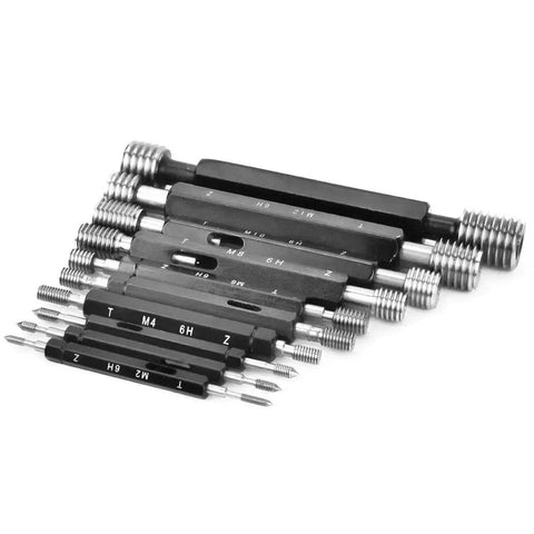 Ten Piece Metric Thread Plug Gauge Set For Pitch Diameter Measurement With Double End Through Stop Tools Pro Grade Detects Thread Pitch Diameter On Metric Threads High Hardness Steel Includes Carry Case