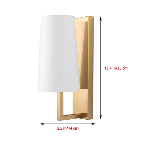 Set Of 2 Battery Powered Fabric Shade Wall Lights With Remote, Wireless Sconce Lamps, Dimmable Bulbs, Farmhouse Gold Finish