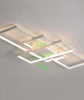 Sleek Dope Three Rectangle Acrylic Chandeliers With Dimmable Remote Flush Mount Ceiling Light Fixtures side view dimensions